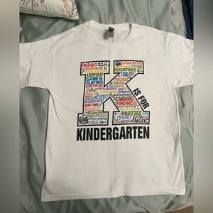 White Kindergarten Graphic Kids T-Shirt youth medium EUC